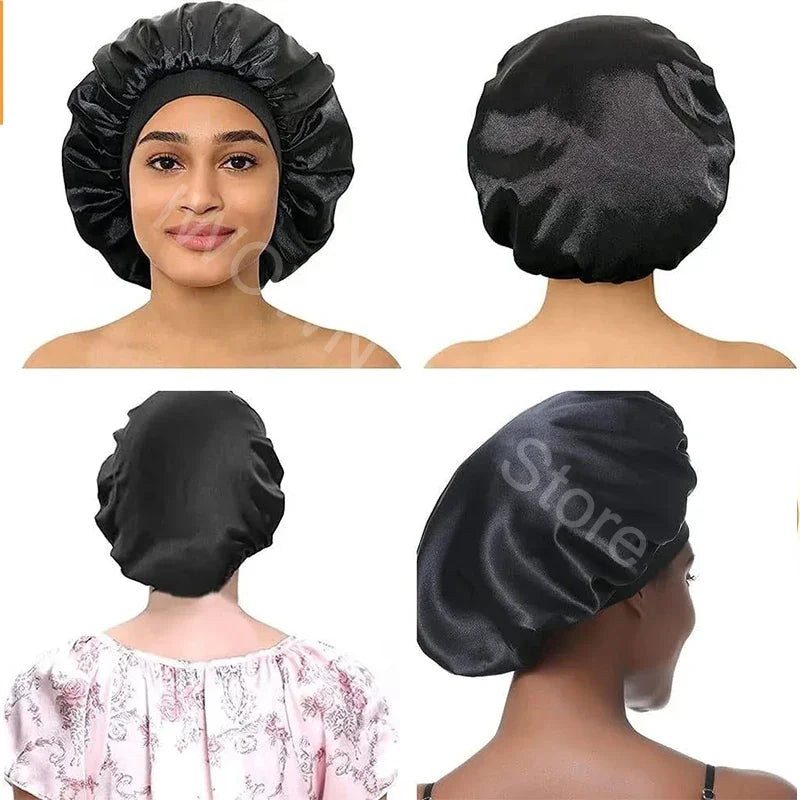 New Women's Satin Solid Wade-brimmed Hat