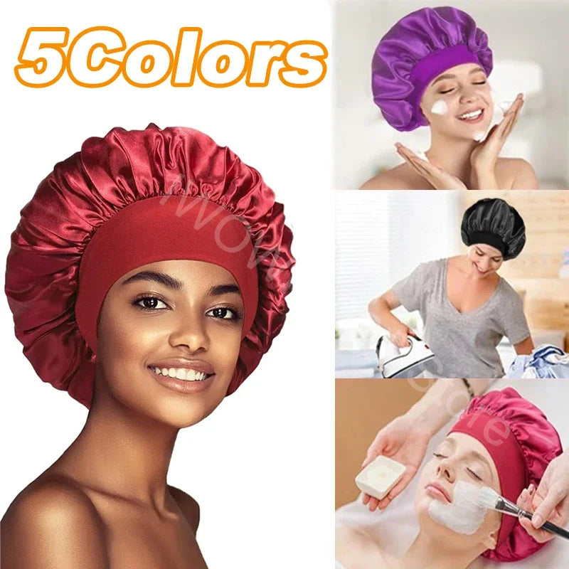 New Women's Satin Solid Wade-brimmed Hat