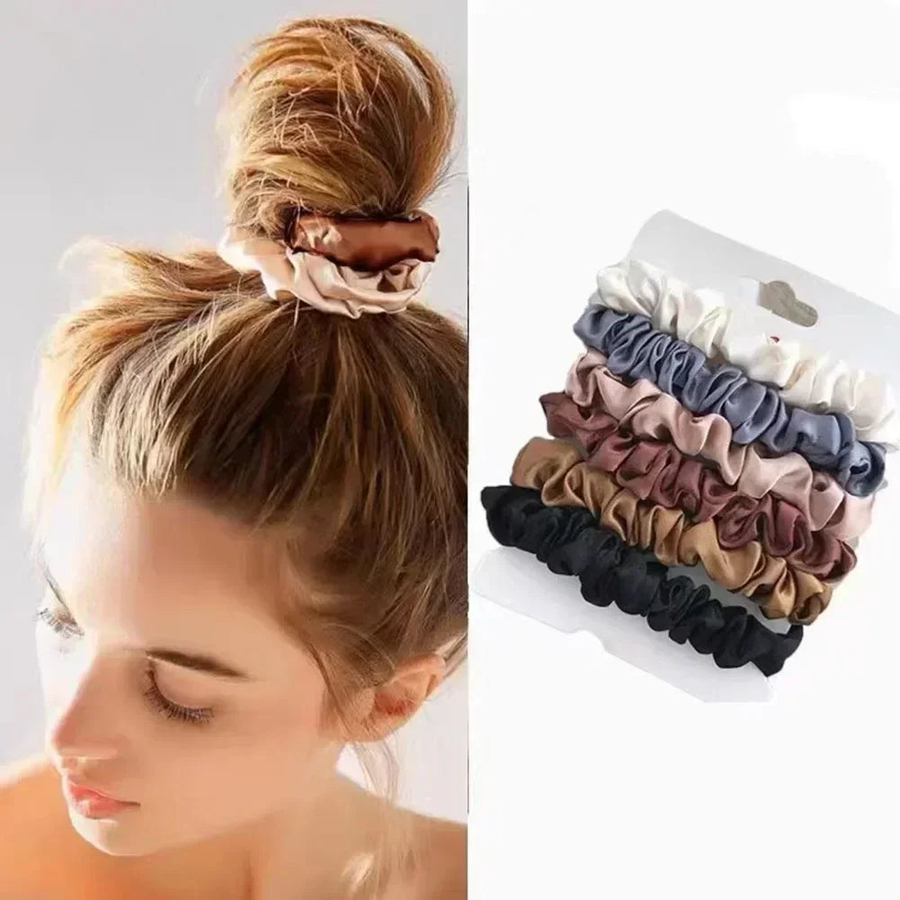 Satin Hair Scrunchies for Women – Soft Elastic Hair Bands