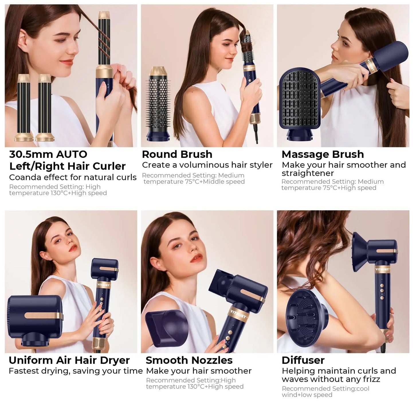 7-in-1 Hair Dryer Brush & Styler |  Multi-Functional Hot Air Styler